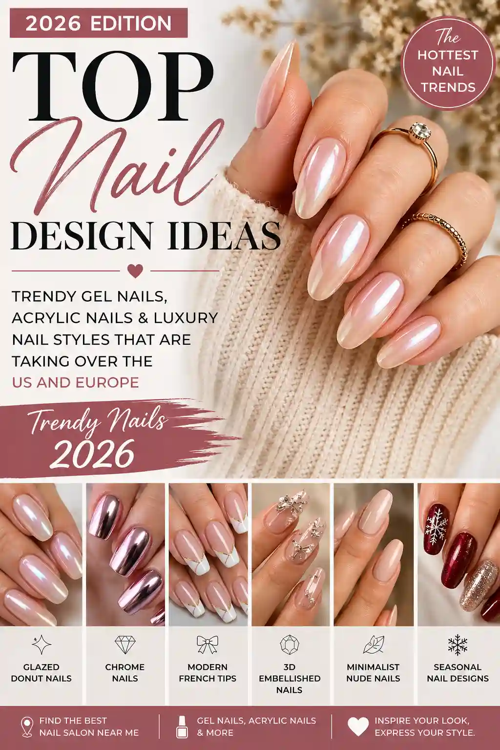 Top Nail Design Ideas for 2026: Trendy Gel Nails, Acrylic Nails & Luxury Nail Styles That Are Taking Over the US and Europe